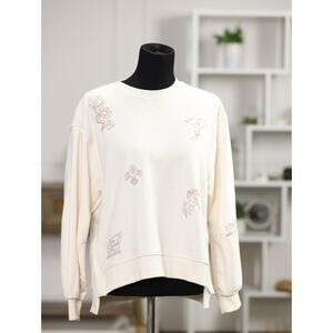 Scotch & Soda Embroidered Equestrian Sweatshirt Cream Western Horses Medium NWT